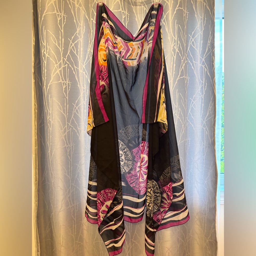 Pink and Yellow Swim Coverup with Sporty Design